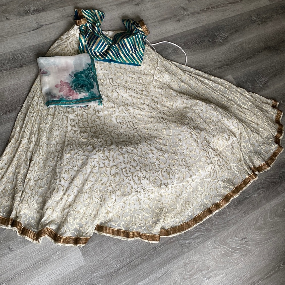 Off white and green lahenga ..!!